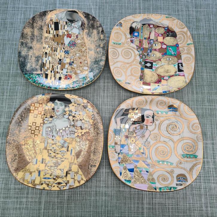 Klimt Borden Set - Der Kuss, Erfüllung, Adele, Erwartung, Antiek en Kunst, Antiek | Wandborden en Tegels, Ophalen of Verzenden