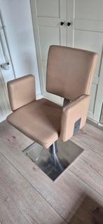 6 Kapperstoelen leer beige, Huis en Inrichting, Stoelen, Ophalen, Zo goed als nieuw, Leer, Eén