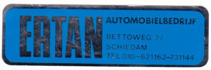Sticker auto garage Ertan Bettoweg Schiedam, Verzamelen, Stickers, Zo goed als nieuw, Bedrijf of Vereniging, Verzenden