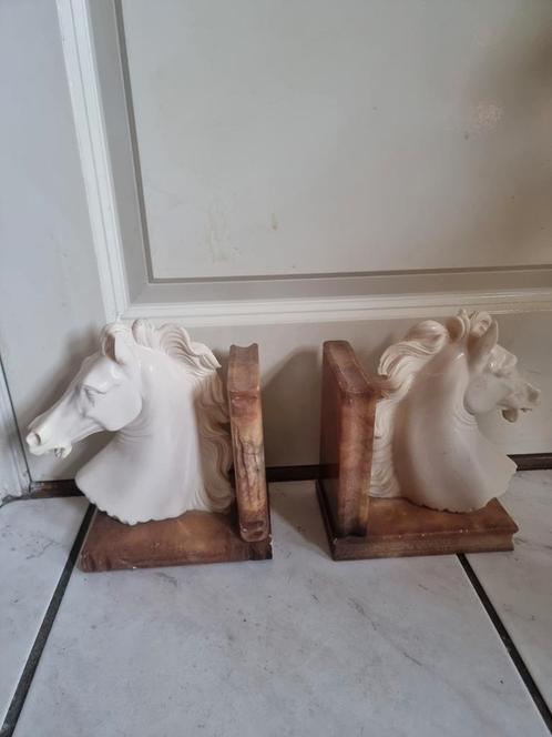 Paarden Boekensteunen - Set van 2 marmer onyx, Antiek en Kunst, Curiosa en Brocante, Ophalen of Verzenden