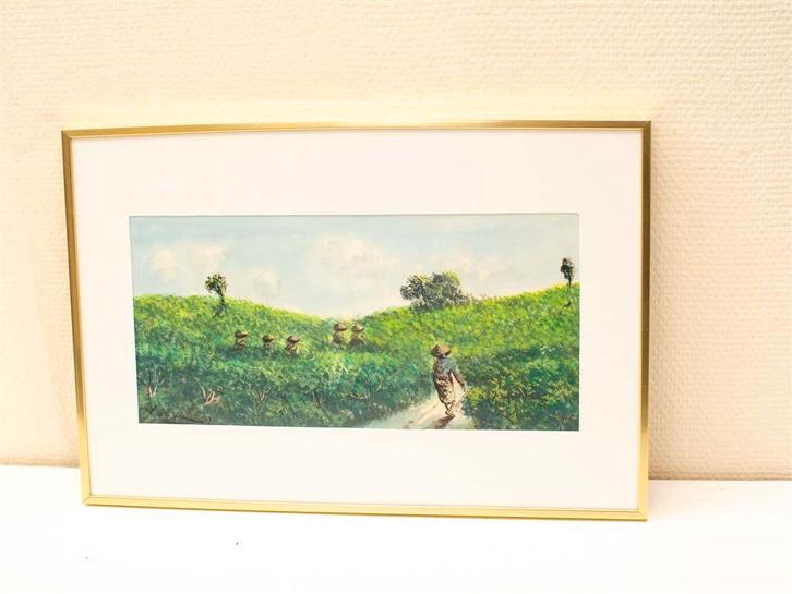 Schilderij velden 30516, Huis en Inrichting, Woonaccessoires | Schilderijen, Tekeningen en Foto's, Gebruikt, Schilderij, Minder dan 50 cm