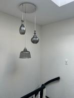 Moderne Hanglamp met 3 Lampenkappen, Ophalen, Zo goed als nieuw, Glas, Minder dan 50 cm