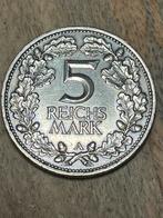 Mooie 5 Reichsmark Weimar Duitsland 1925A zilver, Postzegels en Munten, Verzenden