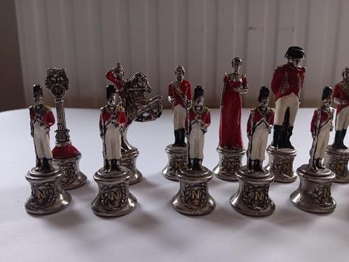 Schaakstukken Napoleon messing  metaal emaille Made in Italy, Hobby en Vrije tijd, Gezelschapsspellen | Bordspellen, Zo goed als nieuw
