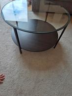 Ronde salontafel met glazen blad, Huis en Inrichting, Tafels | Salontafels, Ophalen, Gebruikt, 50 tot 100 cm, Glas