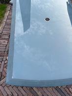 Grijze tuintafel met glasplaat 150x 90, Ophalen, Gebruikt, Rechthoekig, Metaal