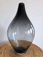 Antraciet glazen vaas fles design H.40 cm, handgemaakt, Ophalen, Zo goed als nieuw, Glas, Minder dan 50 cm
