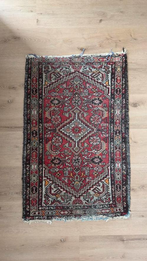 Vintage Perzisch Tapijt Vloerkleed 90x110 cm - Handgeknoopt, Antiek en Kunst, Antiek | Kleden en Textiel, Ophalen