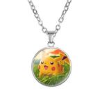 zilverkleurige ketting met pokemon hanger C, Sieraden, Tassen en Uiterlijk, Kettingen, Verzenden, Nieuw, Zilver, Overige materialen