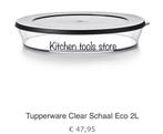 Tupperware Clear kom Schaal eco 2 L op voorraad, Ophalen of Verzenden, Nieuw, Schaal