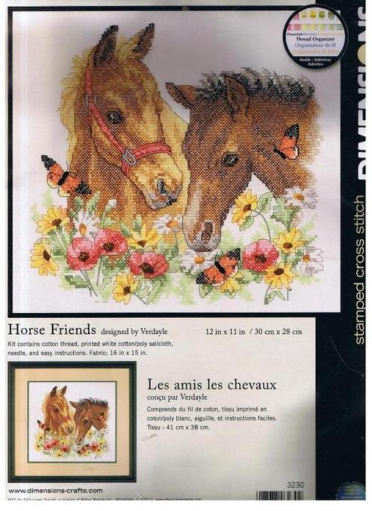 Voorbedrukt Pakket Horse Friends van Dimensions, Hobby en Vrije tijd, Borduren en Borduurmachines, Nieuw, Borduurpakket, Ophalen of Verzenden
