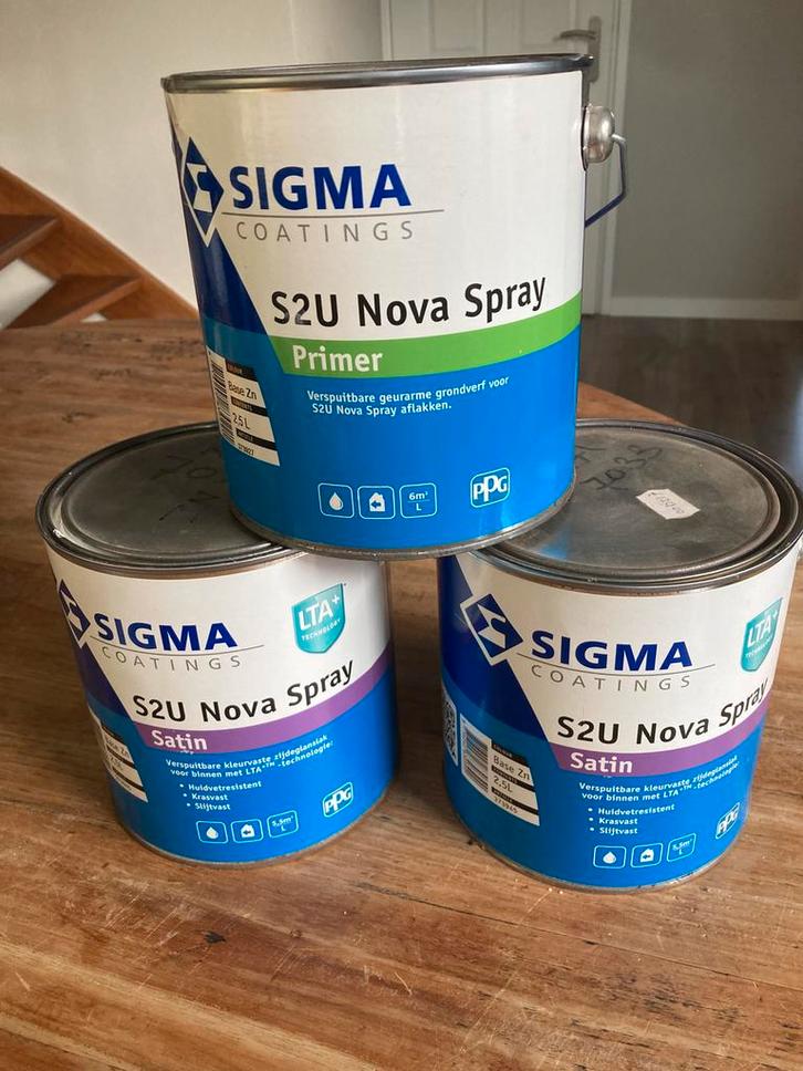 7,5 liter Sigma S2U nova spray kleur ral 7033, Doe-het-zelf en Verbouw, Verf, Beits en Lak, Zo goed als nieuw, Groen, Ophalen of Verzenden