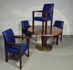Beautiful/ 4 x Hugues Chevalier conference Ying Bridge chair, Art deco, Blauw, Vier, Gebruikt