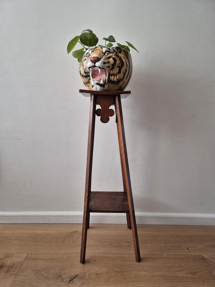 Antieke vintage plantentafel plantenkruk bijzettafel, Huis en Inrichting, Krukjes, Gebruikt, Hout, Ophalen of Verzenden