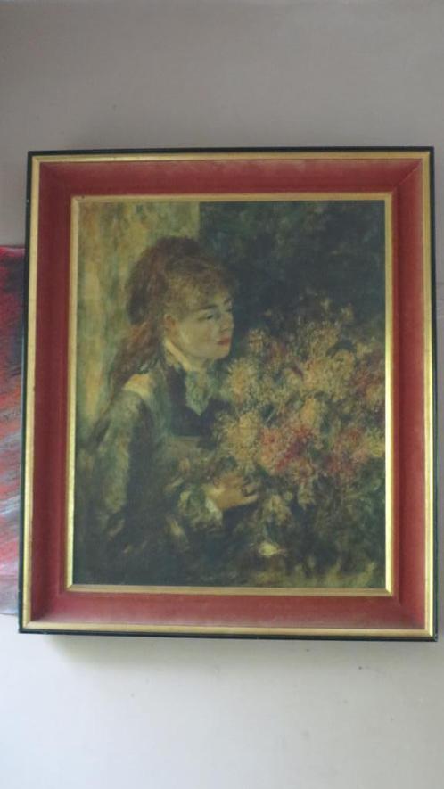 Schilderij 50's reproductie Renoir La femme aux lilas, Antiek en Kunst, Kunst | Schilderijen | Abstract, Ophalen of Verzenden