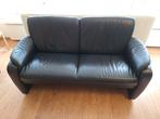 Zwarte leren bankstel 2-zits en 2.5 zits, Gebruikt, 150 tot 200 cm, Ophalen of Verzenden, Leer