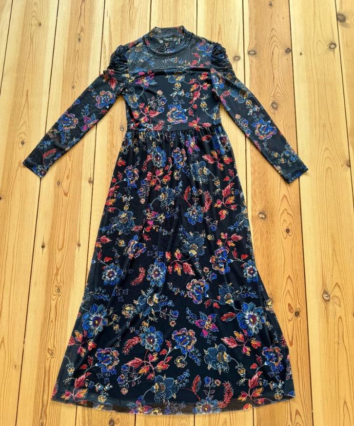 Taifun Jurk Maxi - Zwart bloemen - Maat 38 / Medium, Kleding | Dames, Jurken, Zo goed als nieuw, Maat 38/40 (M), Zwart, Onder de knie