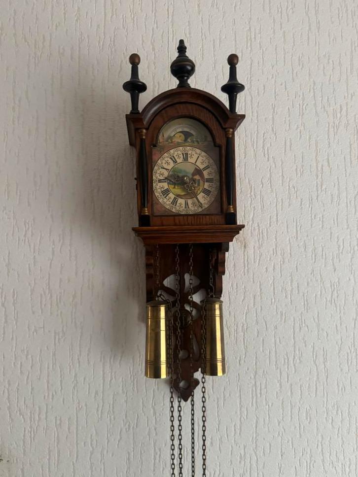 Antieke Wandklok met Gewichten, Antiek en Kunst, Antiek | Klokken, Ophalen of Verzenden