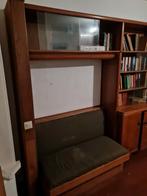 Vintage Houten Boekenkast met Zitbank 320x50x220 cm, Huis en Inrichting, Kasten | Boekenkasten, Ophalen, Vintage, 200 cm of meer
