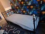 Uitschuifbaar metalen 1/2 persoonsbed 80x200, Ophalen, Eenpersoons, Zwart, 80 cm