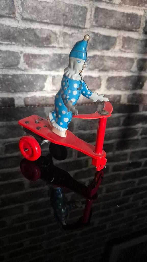 Vintage Roli Zoli Blikken Clown op Scooter, Antiek en Kunst, Antiek | Speelgoed, Ophalen of Verzenden