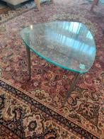Small 60's style glass table with silver legs, Huis en Inrichting, Tafels | Bijzettafels, Minder dan 55 cm, Gebruikt, 60's, Glas