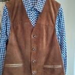 Gilet leer trachten overhemd oktoberfeest Tiroler, Ophalen of Verzenden, Gedragen, Maat 52/54 (L)