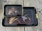 Vintage '70 Dienbladen iris paars Bordeaux, Huis en Inrichting, Ophalen of Verzenden, Gebruikt, Rechthoekig, Kunststof
