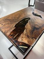 Notenhouten Tafel met Epoxy - Uniek Design, 45 tot 60 cm, Nieuw, Rechthoekig, Hout