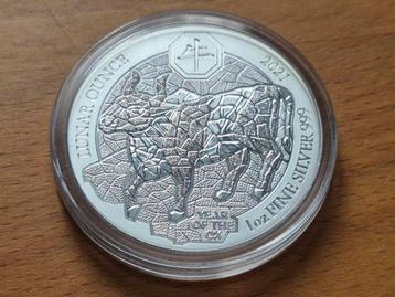 Rwanda: 1 oz Silver Lunar; Year of the Ox 2021. Zilver. beschikbaar voor biedingen