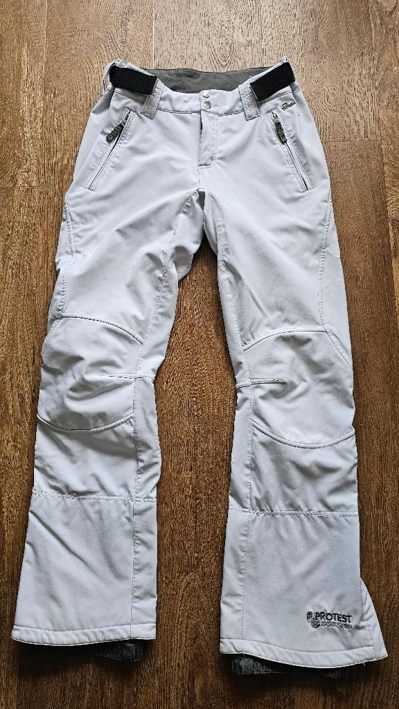 W003-Witte skibroek Protest (mt.M/L), Kleding | Dames, Wintersportkleding, Zo goed als nieuw, Broek, Maat 38/40 (M), Ophalen of Verzenden