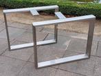Strakke, moderne, geborsteld RVS tafelpoten/onderstel., Ophalen, 50 tot 100 cm, Zo goed als nieuw, Metaal