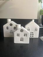 Theelicht huisjes set van 3, Ophalen, Overige materialen, Gebruikt, Wit