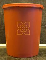 Tupperware trommel met sterdeksel Oranje-bruin met bloem, Ophalen of Verzenden, Zo goed als nieuw, Bruin, Bus of Trommel