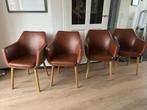 Set van 4 bruine eetkamerstoelen, Huis en Inrichting, Stoelen, Ophalen, Gebruikt, Bruin, Vier