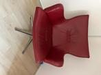 Fauteuil Rood Leer op draaipoot, Huis en Inrichting, Fauteuils, Ophalen, Gebruikt, Minder dan 75 cm, Leer
