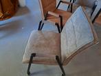 Set van 4 Eettafelstoelen met wieltjes, Huis en Inrichting, Stoelen, Ophalen, Gebruikt, Bruin, Metaal