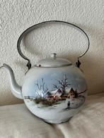 Oude chocolade ketel met winterstafereel, Ophalen of Verzenden