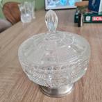 Antieke Glazen Bonbonnière met Zilveren Voet, Antiek en Kunst, Antiek | Glas en Kristal, Ophalen of Verzenden