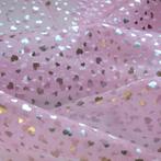 Promo! 5432) 150x100cm Organza hartje zilver glitter roze, Hobby en Vrije tijd, Stoffen en Lappen, Verzenden, 120 cm of meer, Nieuw