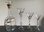 unieke kristallen karaf + stop met 3 kristallen glazen zgan, Ophalen of Verzenden