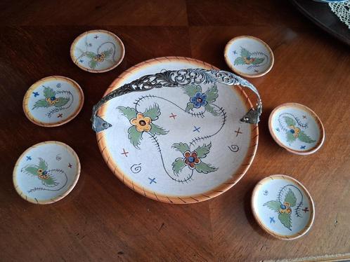 Zenith Gouda antiek setje plateel verzilverd hengsel *eureka, Antiek en Kunst, Antiek | Schalen, Ophalen of Verzenden