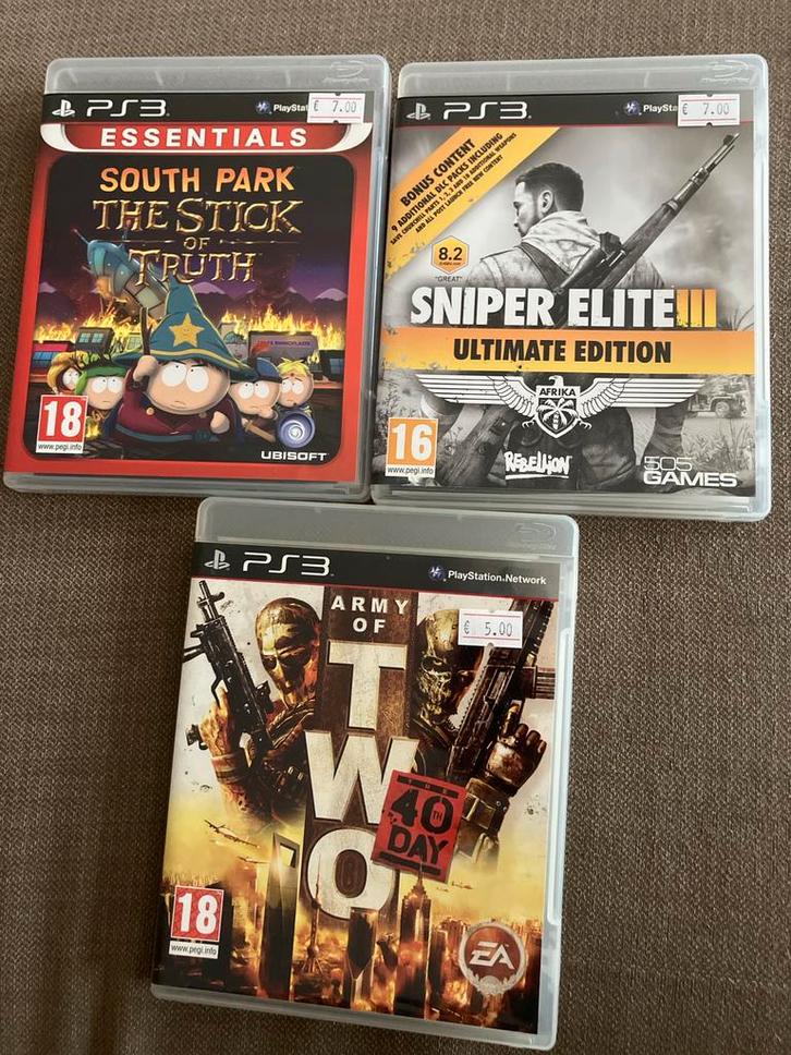 PS3 Games - South Park, Sniper Elite, Army of Two, Spelcomputers en Games, Games | Sony PlayStation 3, Gebruikt, Avontuur en Actie