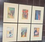 6 Werkman Prenten Ingelijst met Passe-Partout, Ophalen of Verzenden