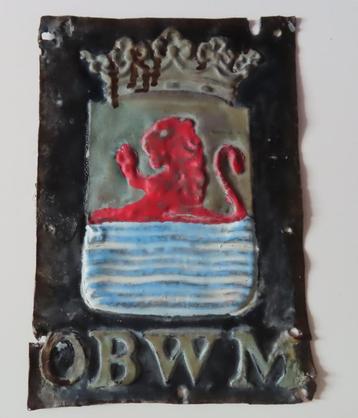 Historische gevelreclame OBWM,lood,Middelburg Onderlinge Bra beschikbaar voor biedingen