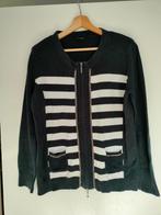 Donkerblauw-wit vest met kanten schouders Witteveen maat XL, Blauw, Maat 46/48 (XL) of groter, Ophalen of Verzenden, Zo goed als nieuw