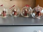 4 Glazen Kerstballen met kerstman., Ophalen of Verzenden, Nieuw