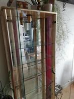 Glazen vitrinekast met licht en spiegel, 50 tot 100 cm, Met deur(en), Glas, 25 tot 50 cm