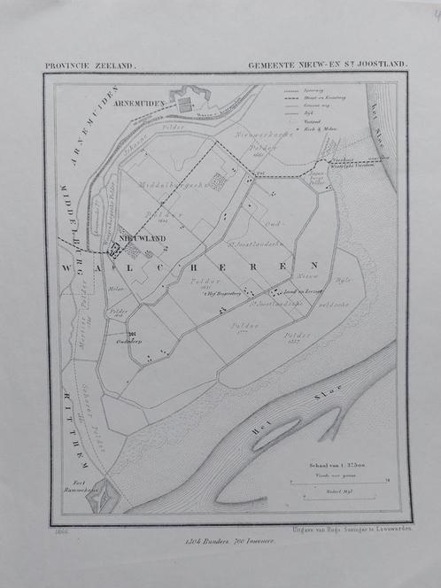 40 / Nieuwland Arnemuiden Fort Rammekens Litho 1866 J Kuyper, Antiek en Kunst, Kunst | Litho's en Zeefdrukken, Ophalen of Verzenden