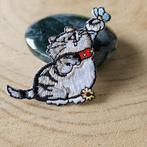 Strijk embleem applicatie Patch Kat met vlinder